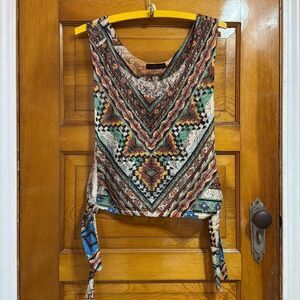 Retro Apparel Boho Multi Colored Side Tie Top Women’s Medium